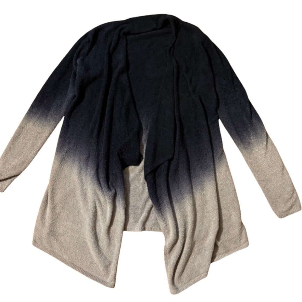 Barefoot Dreams Sweater Women’s Small/Medium Bamboo Black Tan Ombré Cardigan